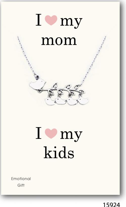 I love my mom silver pendant